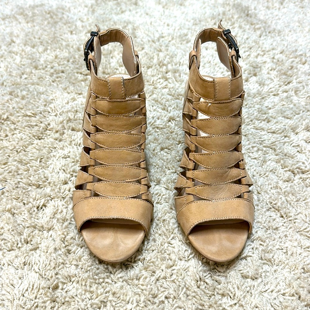 Vince Camuto tan leather nubuck strappy sandal